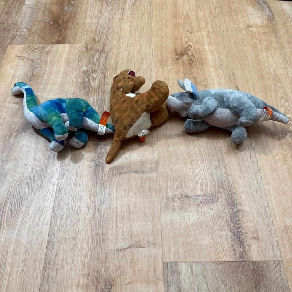 Wild Republic Dinosaur Plush Lot‎ T-Rex Brachiosaurus Triceratops 3 Piece Set